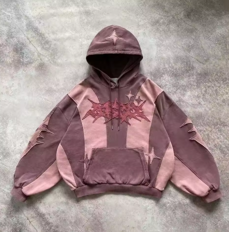 BOXEHAZE Soft-Touch Contrast Wave Hoodie